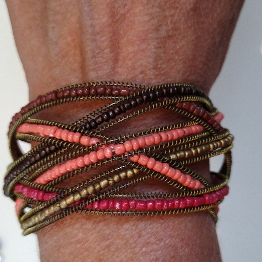 Beautiful wire and beads,cuff bracelet.
